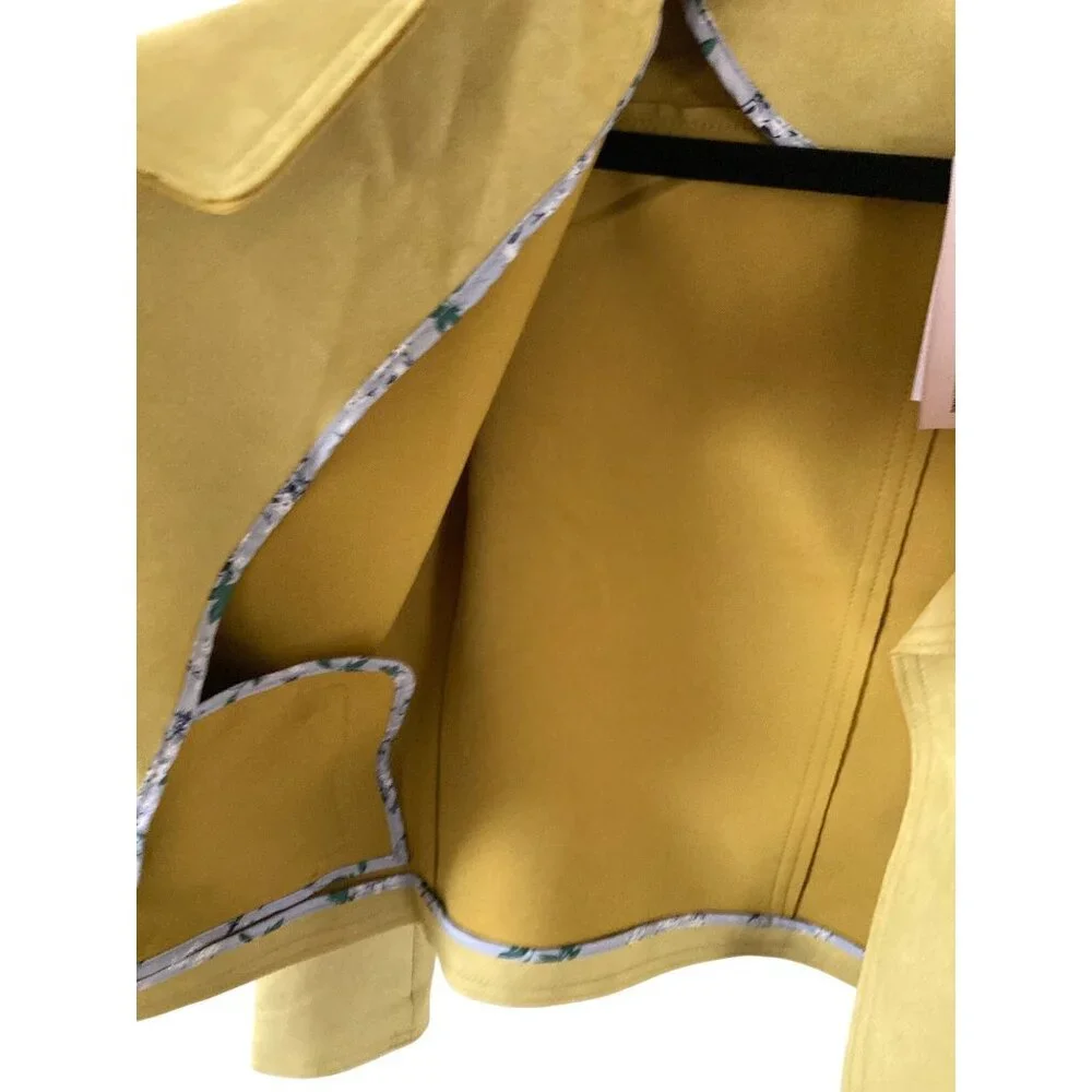 Women's L Mustard Yellow Philosophy Open Front Faux Suede Moto Jacket XS NWT - Picture 9 of 9